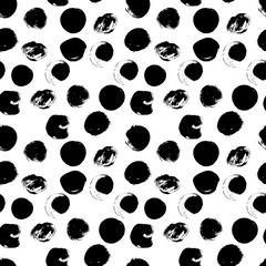 Fototapeta premium Seamless black and white pattern with abstract circles