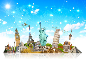 Famous landmarks of the world connected to each other