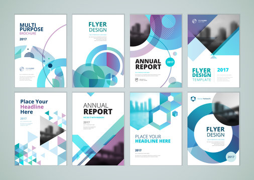 Brochure, Annual Report, Flyer Design Templates In A4 Size. Set Of Vector Illustrations For Business Presentation, Business Paper, Corporate Document Cover And Layout Template Designs.