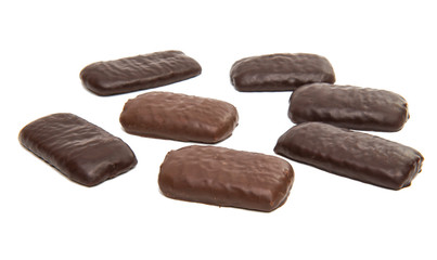 Biscuits in chocolate glaze isolated