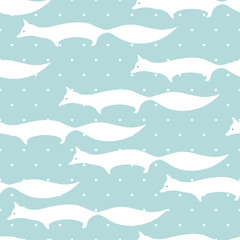 Vector flat Cute Fox illustration seamless pattern background.