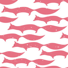 Vector flat Cute Fox illustration seamless pattern background.
