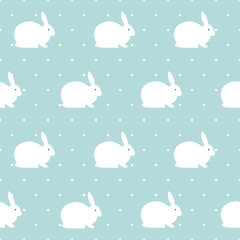 Vector flat Cute Rabbit illustration seamless pattern background.