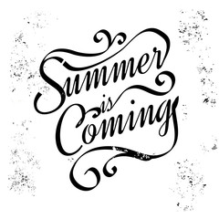Summer is coming - inspirational lettering design for posters, flyers, t-shirts, cards, invitations, stickers, banners. Digital hand painted calligraphy isolated on a white background.