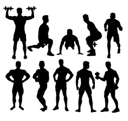 Body Building Sport Activity Silhouettes, art vector design