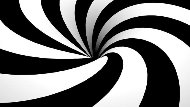 Abstract black and white spiral with hole, hypnotic motion
