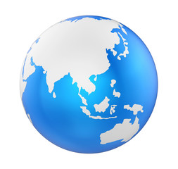Earth Globe Asia View Isolated