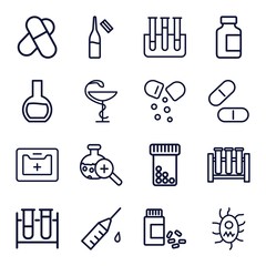 Set of 16 drug outline icons