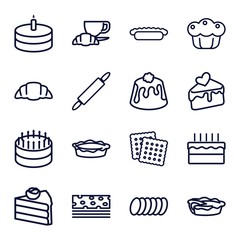 Set of 16 pastry outline icons