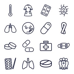 Set of 16 illness outline icons