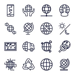 Set of 16 planet outline icons