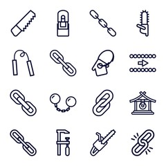 Set of 16 chain outline icons