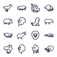 Set of 16 zoo outline icons