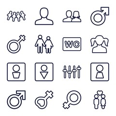 Set of 16 gender outline icons