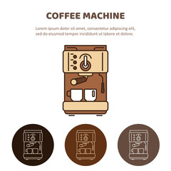 Modern coffee machine line icon. Household appliances isolated on colored background.