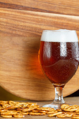 Beer glass with german pretzel