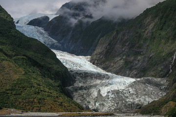 Frans Josef Glacier at its maximum advance in 2008 before its rapid retreat.