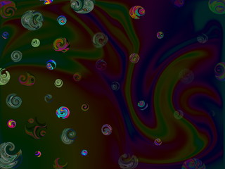 абстрактный размытый фон в темных тонах с разноцветными спиралями