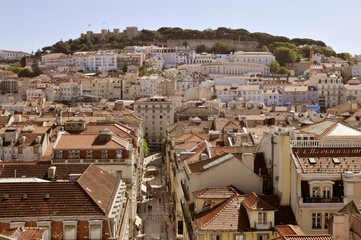 Panoramic view over the old town in Lisbon, Portugal