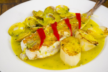 Anglerfish colorful gourmet dish