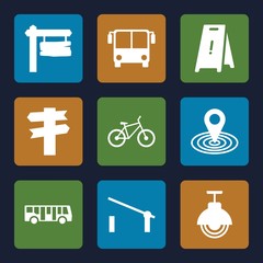 Set of 9 road filled icons