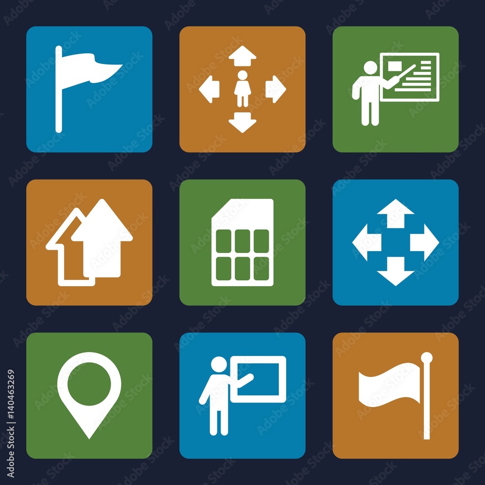 Poster set of 9 pointer filled icons