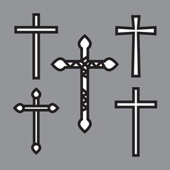 Ornate christian cross art illustration set