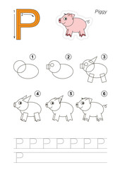 Drawing tutorial for letter.