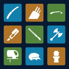 Set of 9 sharp filled icons