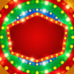 Retro banner on colorful shining background