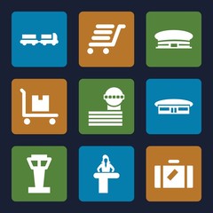 Set of 9 airport filled icons