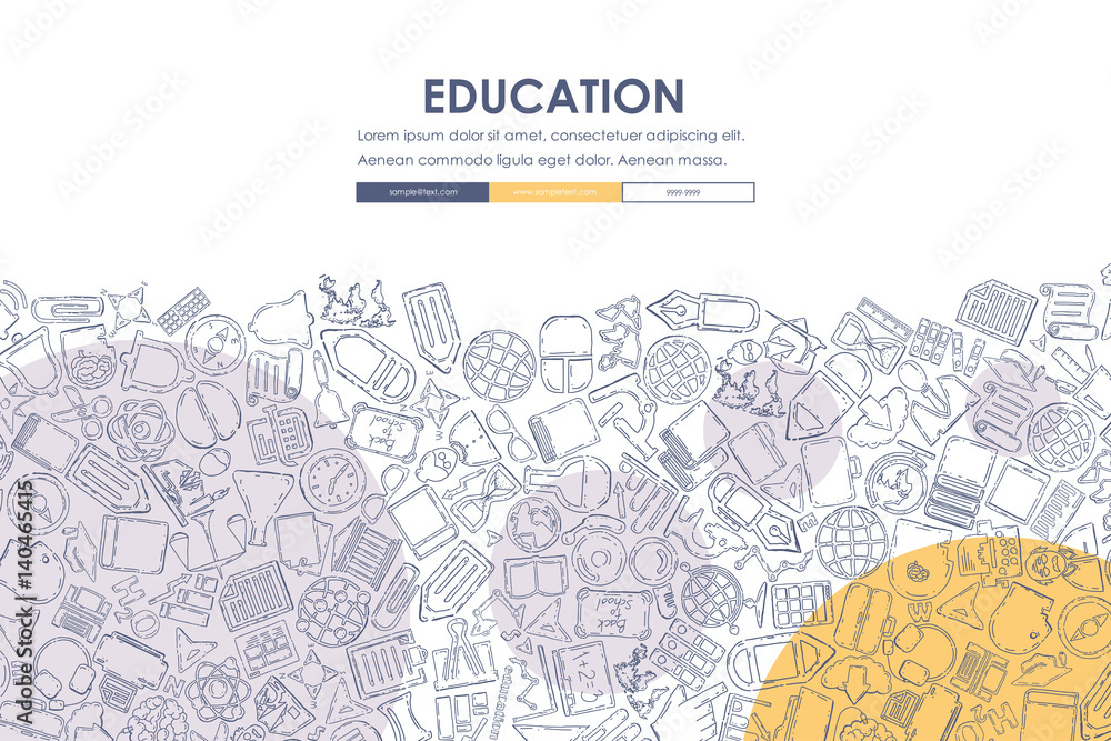 Wall mural education doodle website template design