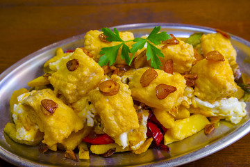 Fried fish pieces dish - spanish tapas