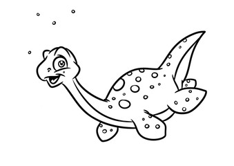 Dinosaur Plesiosaur coloring page cartoon Illustrations isolated image animal character