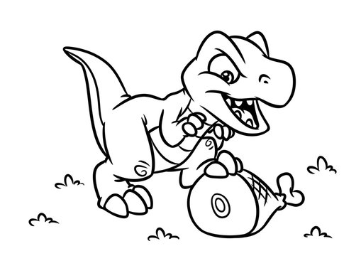 Dinosaur Tyrannosaur coloring page cartoon Illustrations isolated image animal character