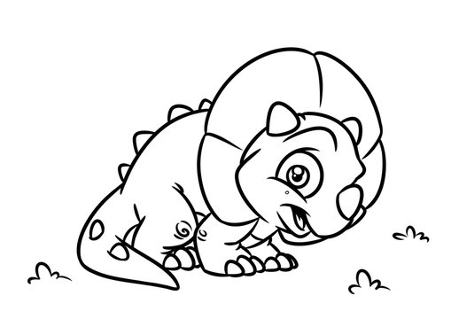 Dinosaur Triceratops coloring page cartoon Illustrations isolated image animal character