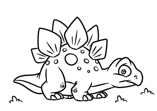 Dinosaur Stegosaurus  coloring page cartoon Illustrations isolated image animal character