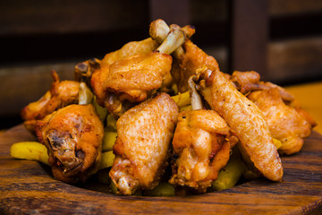 Roasted chicken wings and thighs dish