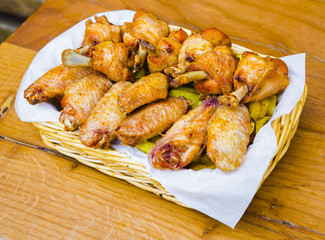 Roasted chicken wings and thighs dish