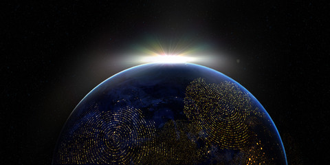 Technology background/Technology background with connecting dots and lines. Connection structure digital communication. Some elements of the image provided by NASA. 3d rendering