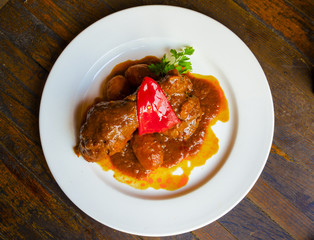 Gourmet wild chicken traditional spanish dish