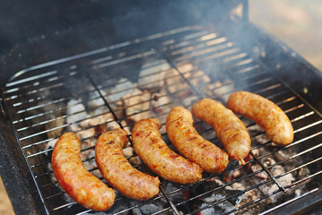 Hot barbecue on grill grate