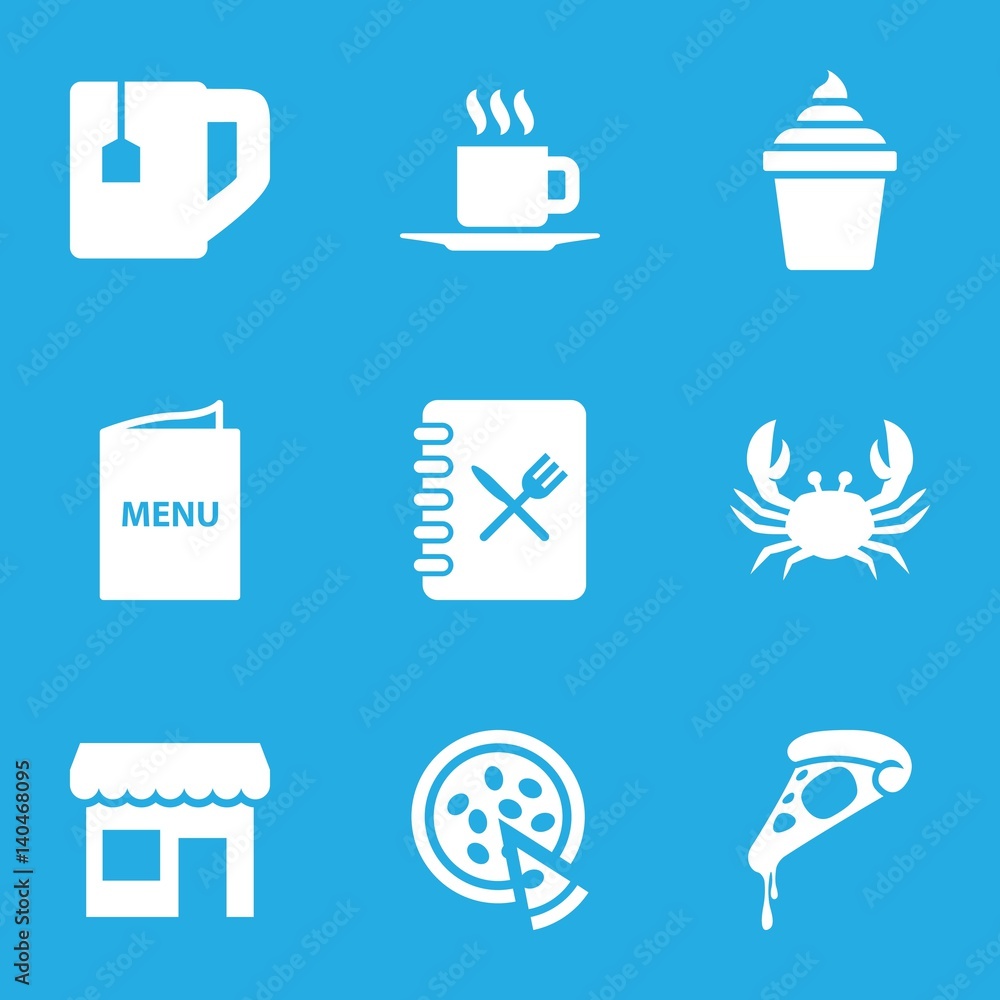 Poster set of 9 cafe filled icons