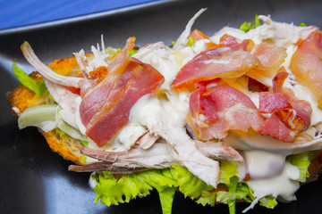 Chicken and bacon tasty bread toast