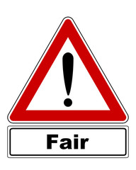 Warnschild mit Ausrufezeichen und Zusatzinformation