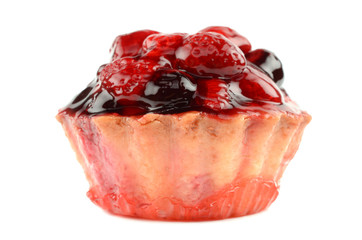 cupcake with strawberries and blueberries