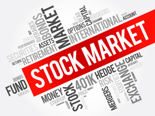 Stock Market word cloud collage, business concept background
