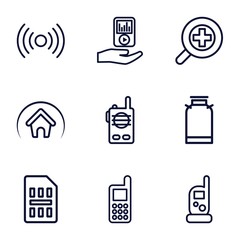 Set of 9 mobile outline icons