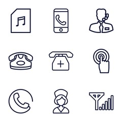 Set of 9 phone outline icons