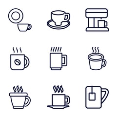 Set of 9 caffeine outline icons